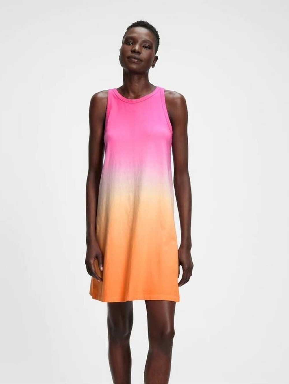 GAP Cotton Sleeveless Ombre Shift Tank Mini Midi Dress Coverup Sz XS Pink Orange